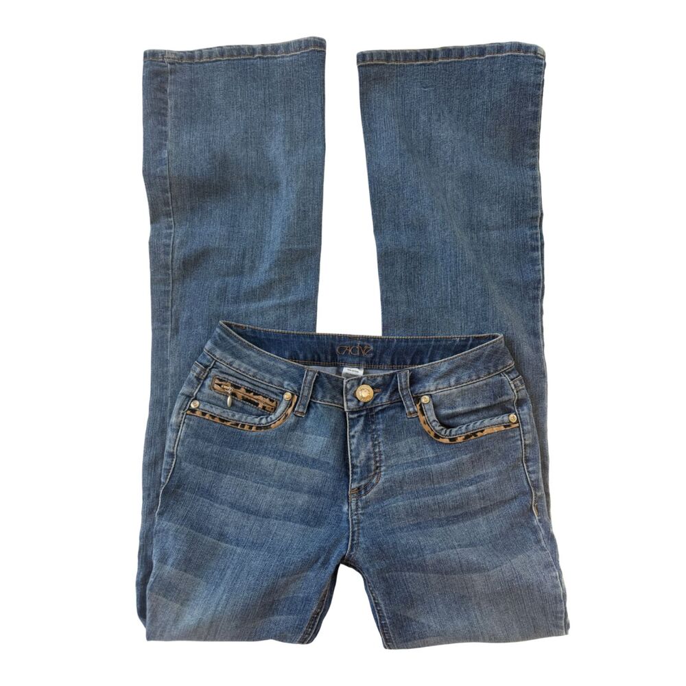 Cache Y2K Bootcut Leopard/Cheetah Low Rise Jeans Medium Wash - 2